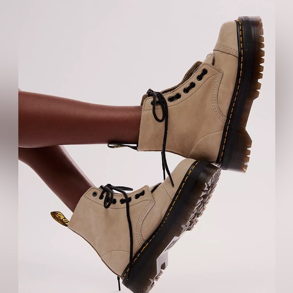 Dr. Martens Cream Leather Combat Boots - Picture 6 of 6